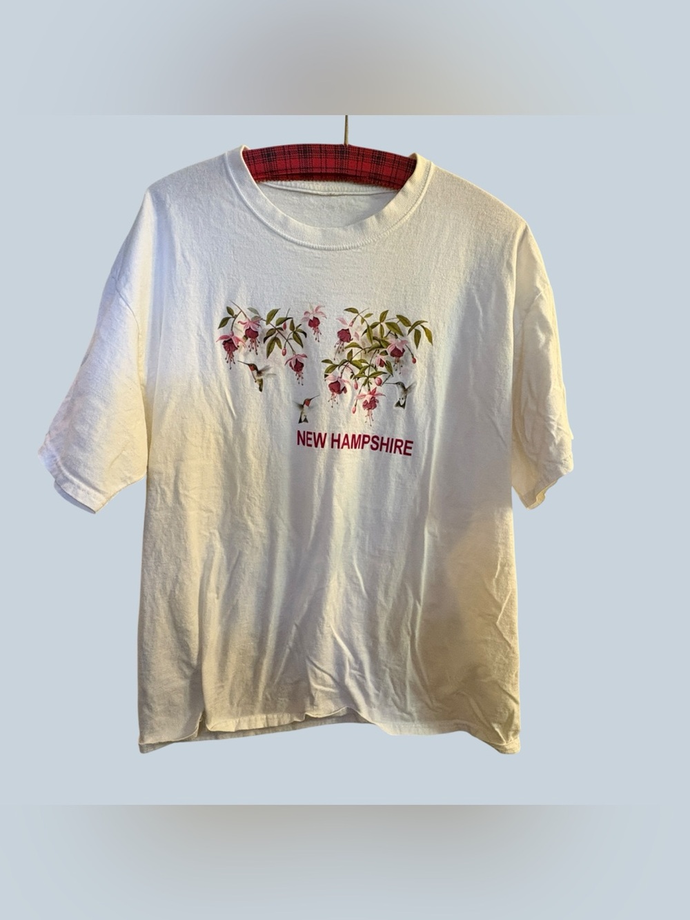 Vintage New Hampshire Hummingbird Fuchsia Flower T-Shirt Nature Souvenir Tee